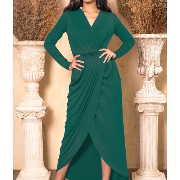 Chic Teal Long Sleeve Dress - Picture 4 of 4